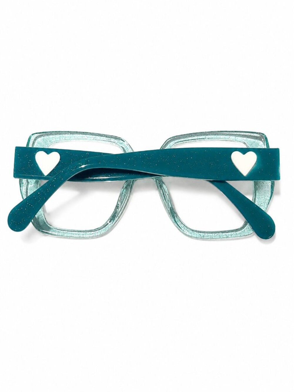 Heart Accent Glitter Aqua Crystal Eyeglass Frames 53-18-145 - Picture 3 of 10